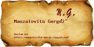 Maszalovits Gergő névjegykártya